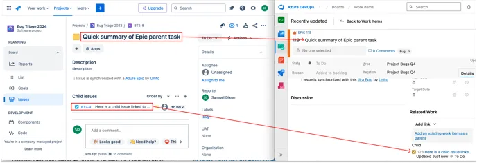 Syncing Jira epics and child tasks to Azure DevOps