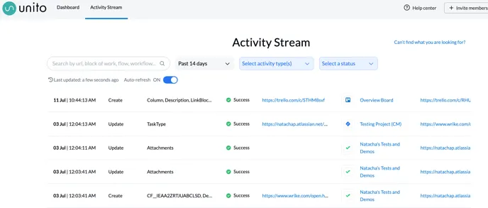 activity stream screenshot