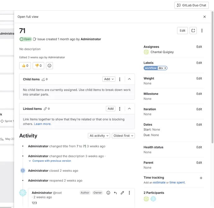 gitlab issue screenshot