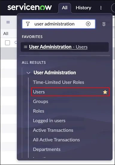 ServiceNow Create a User