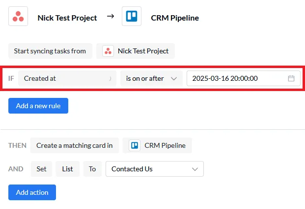 Default rules creation date
