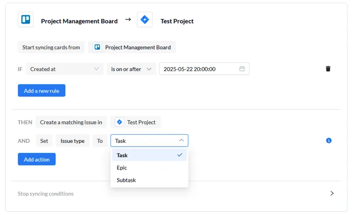 Issue type screenshot