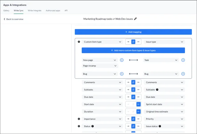Wrike Sync fields