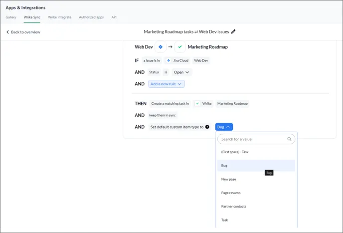 Wrike Sync rules 2
